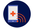 Telehealth icon - navy blue orange